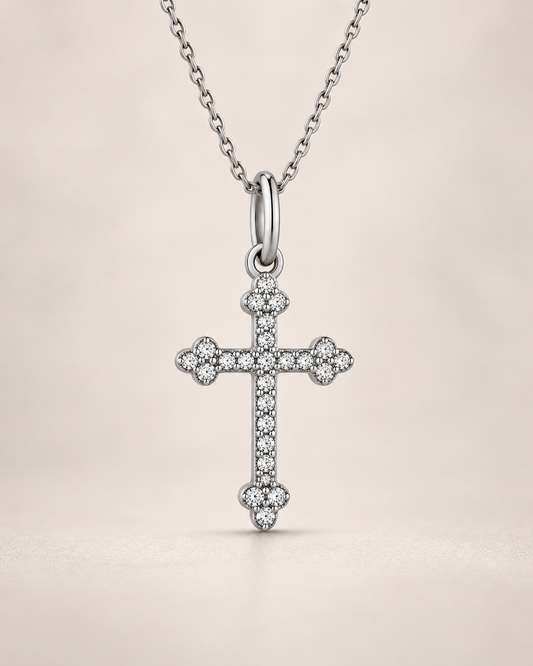 Catholic Sterling Silver Cross Necklace for Women